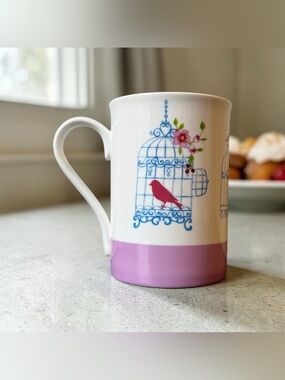 McIntosh Bird Cage Coffee Mug Tea Cup Pastel Purple | Fine Bone China